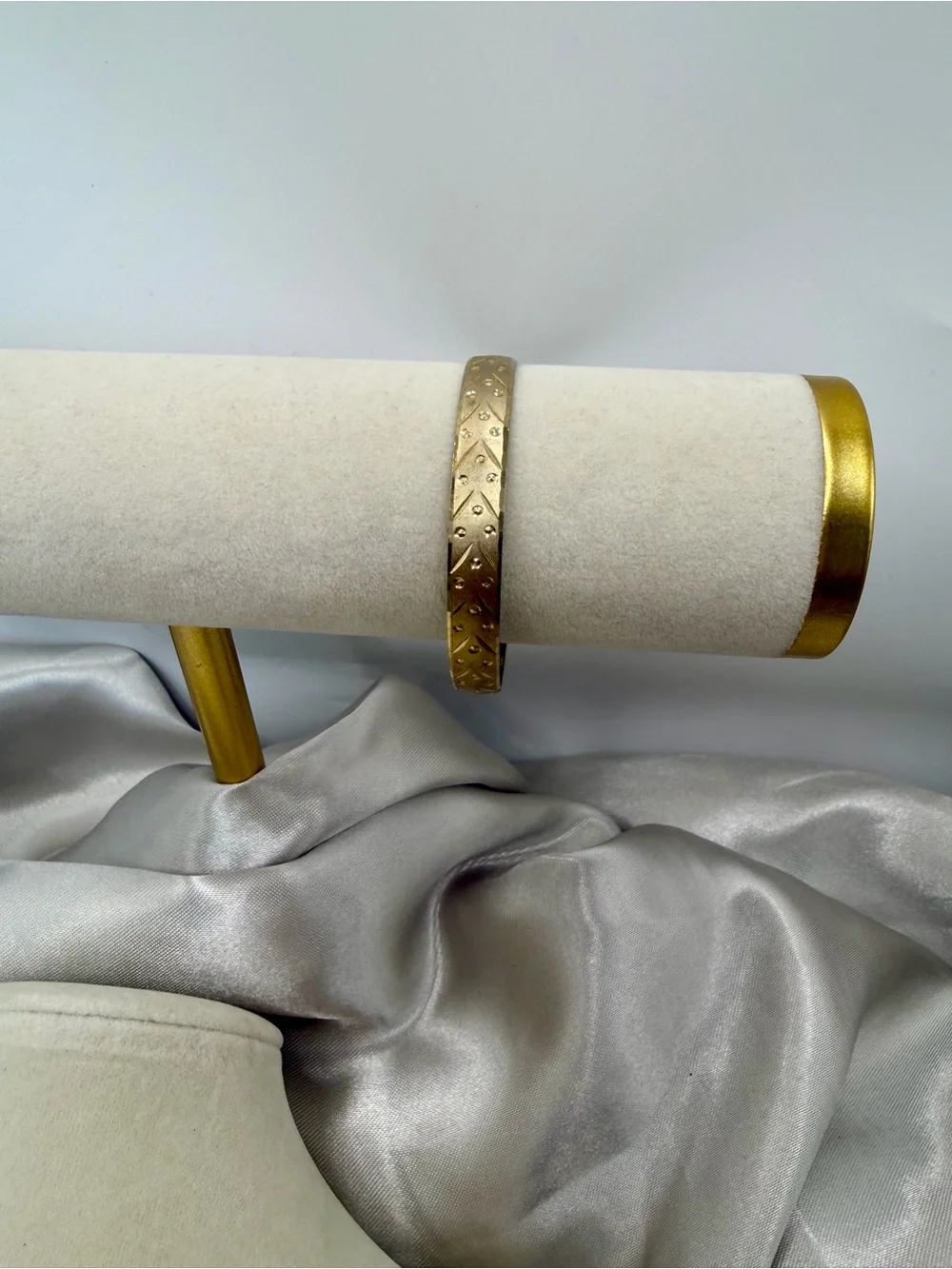 Vintage Style Engraved Gold Tone Baby Bangle Bracelet